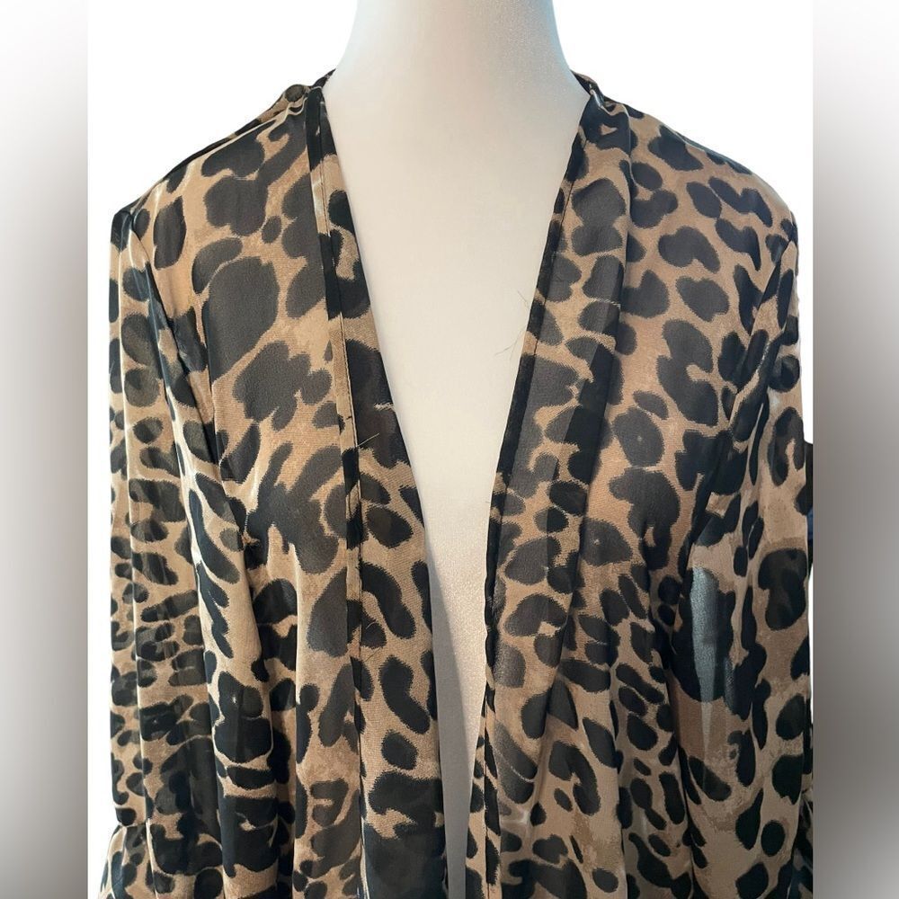 SHEER LEOPARD ANIMAL PRINT KIMONO, XL